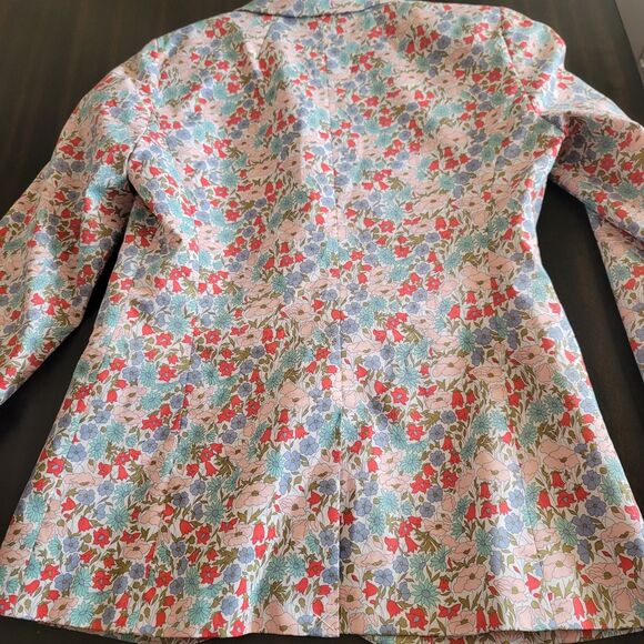 J.Crew Liberty Fabric Floral Stripe Lined Blazer Multi Size 00 Colorful Preppy - Picture 3 of 10
